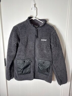 Columbia Grey Sherpa Fleece Jacket Women’s Medium Cozy Outdoor Jacket Gorpcore